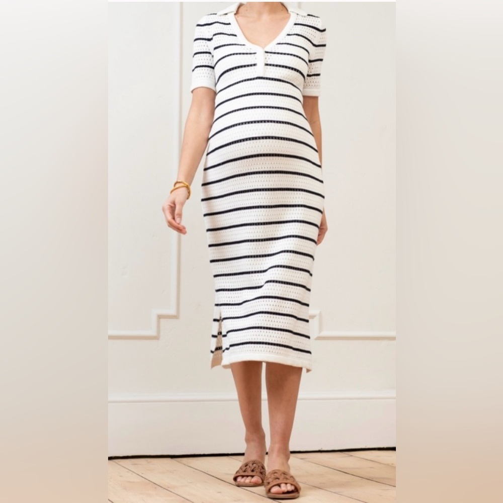 Seraphine Black and White Midi Knit Dress